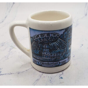 Bush Gardens Souvenir Oktoberfest White and Blue Mini Mug Toothpick Holder